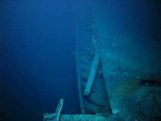 Stbd 5.9-inch gun concealed under forecastle